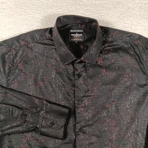 Barabas Shirt Mens Large Black Long Sleeve Button Up Dress Abstract Luxury